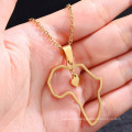 Shangjie OEM collar hip hop hollow africa map necklace heart stainless steel pendant necklace gold plated women necklace